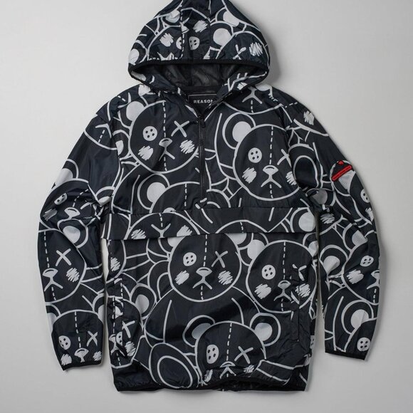 Reason Brand jacket NWT pullover hoodie windbreaker Punk Teddy Bear Mens Small - Picture 1 of 2